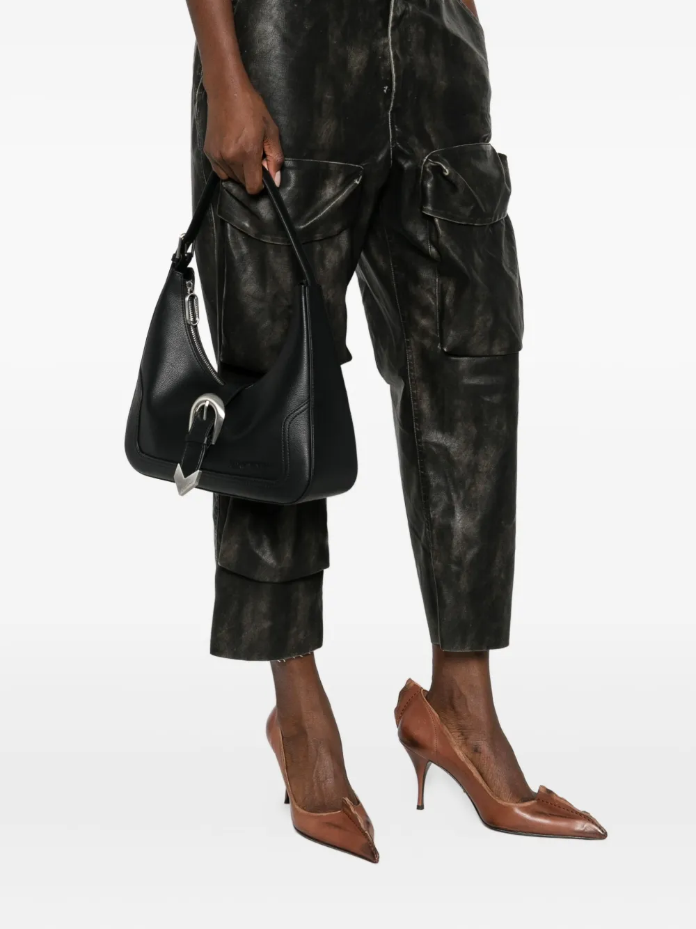 Karl Lagerfeld Jeans Buckle-detail Shoulder Bag In Black