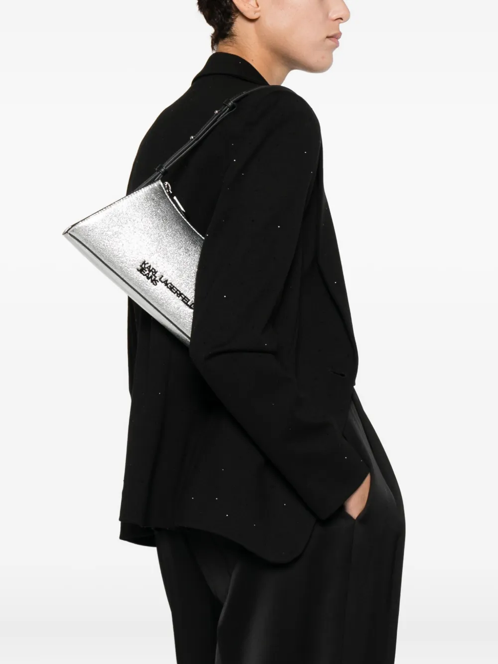 Karl Lagerfeld Jeans zipped shoulder bag - Zilver