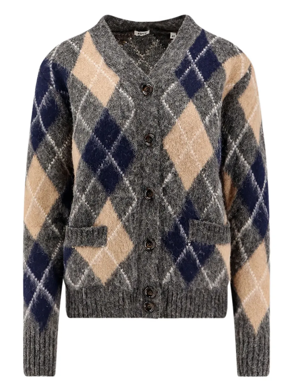 ASPESI argyle-pattern wool cardigan | Grey | Image 1