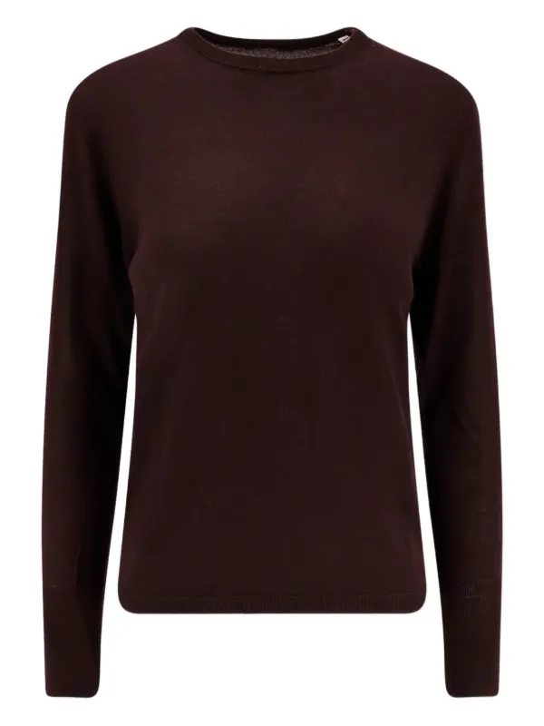ASPESI Round-neck Wool Sweater in Brown