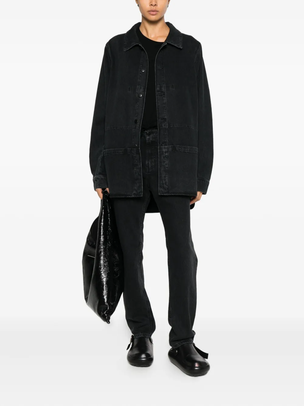 Nomen Nescio Buttoned Denim Jacket In Black