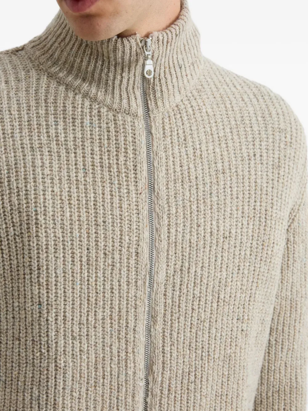 Dean Edmonds Zip High-neck Sweater In Brown