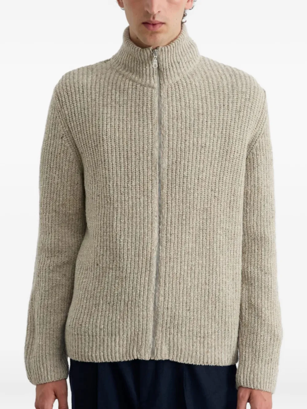 Dean Edmonds Zip High-neck Sweater In Brown