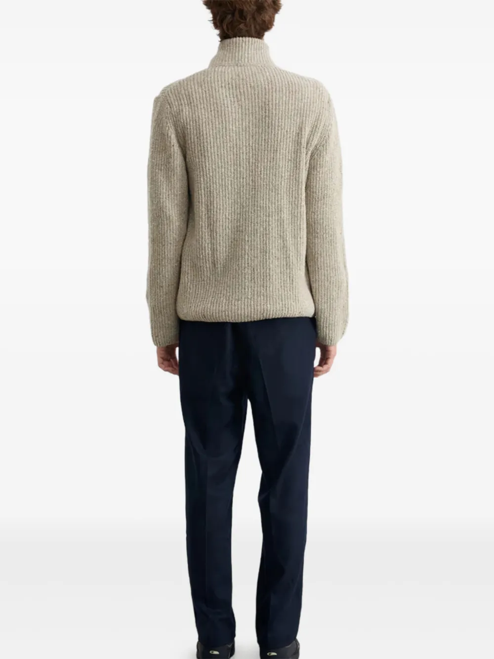 Dean Edmonds Zip High-neck Sweater In Brown