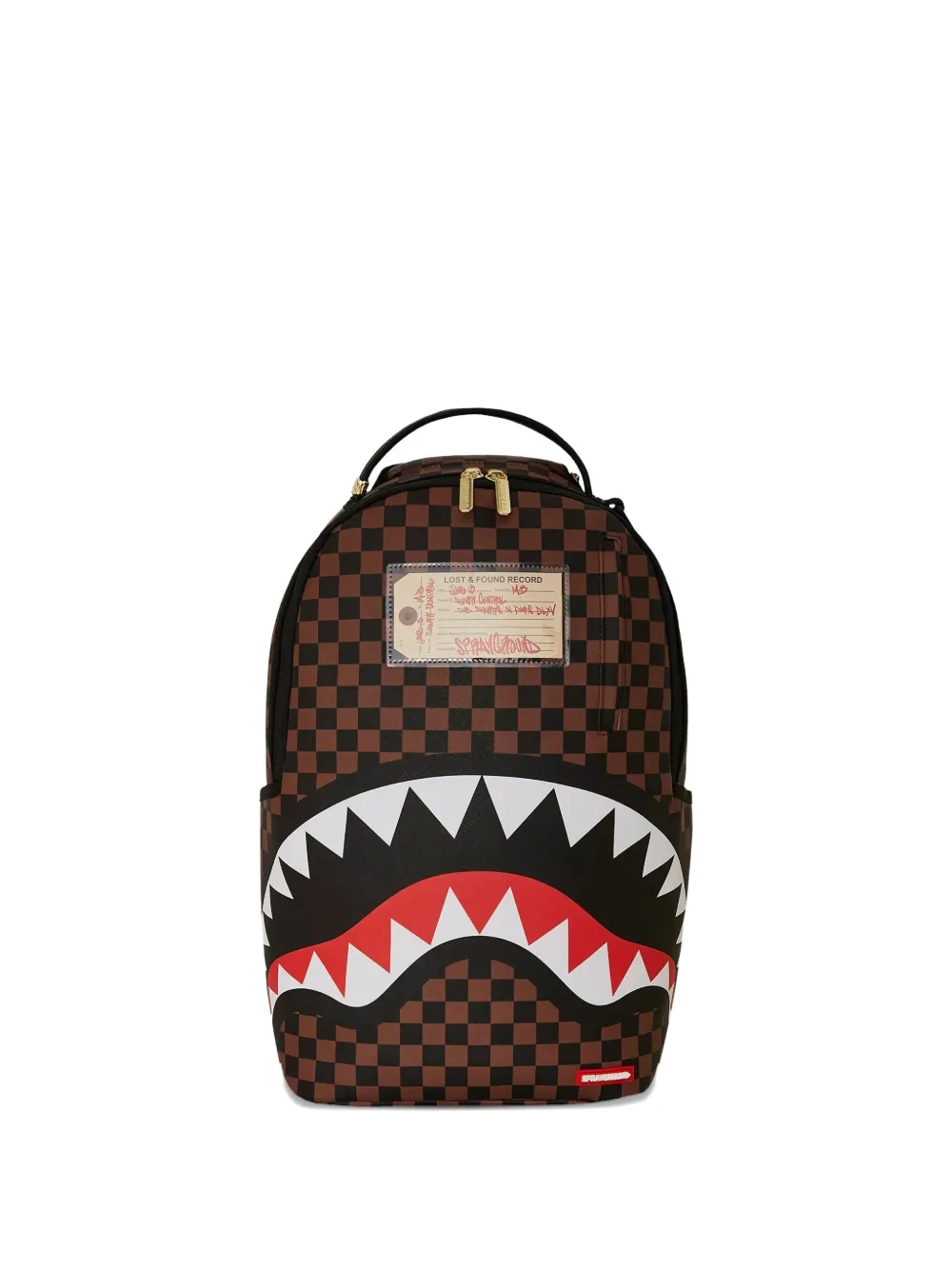 Sprayground Sharks In Paris Lost & Found checkerboard backpack | Brown | Image 1