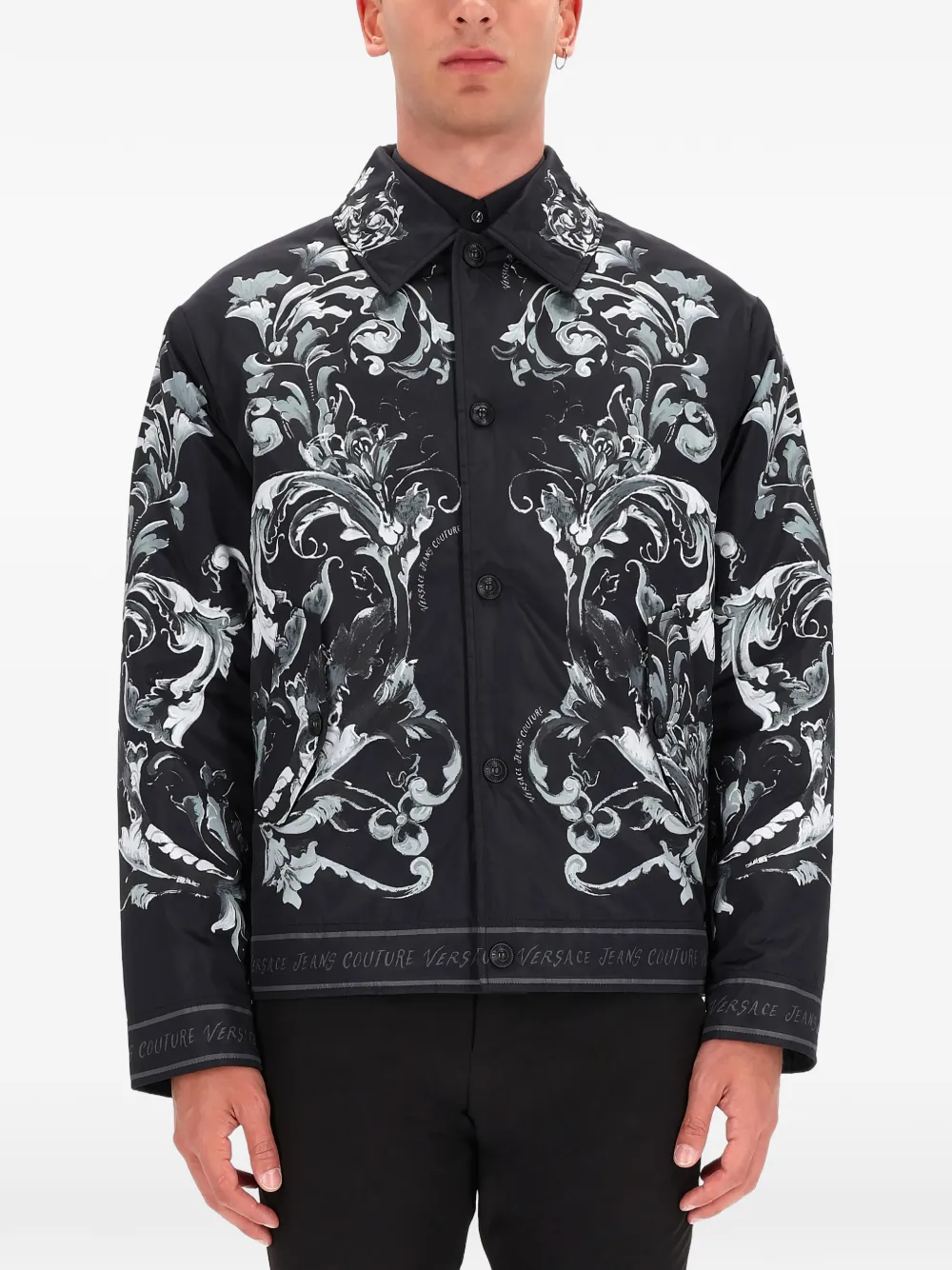 Versace Jeans Couture buttoned baroque print jacket - Schwarz