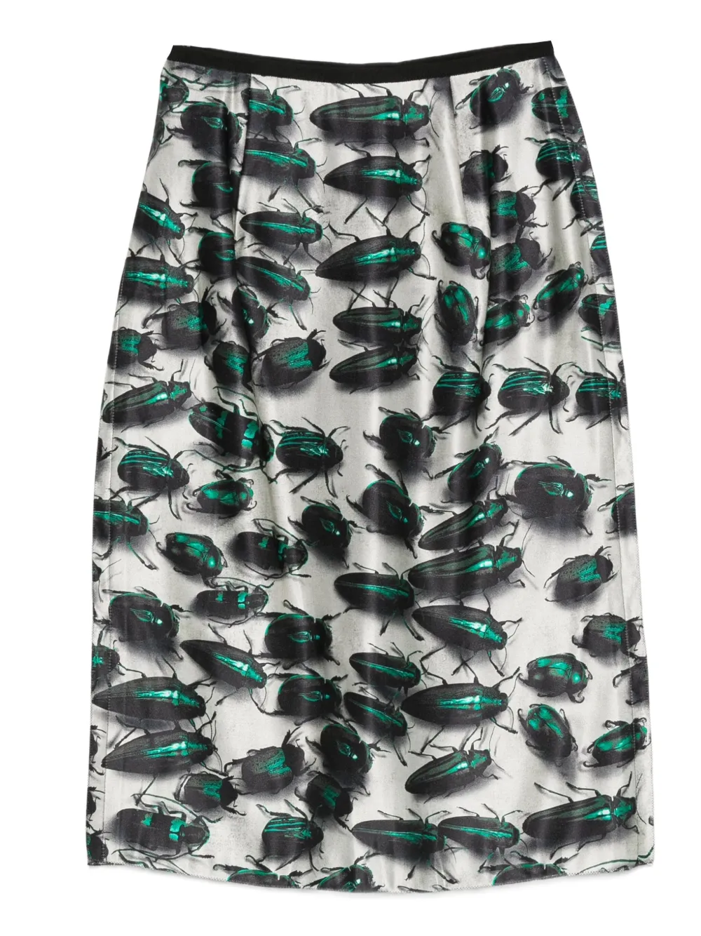 Pre-owned Lanvin Beetle-print High-waisted Skirt In Neutral