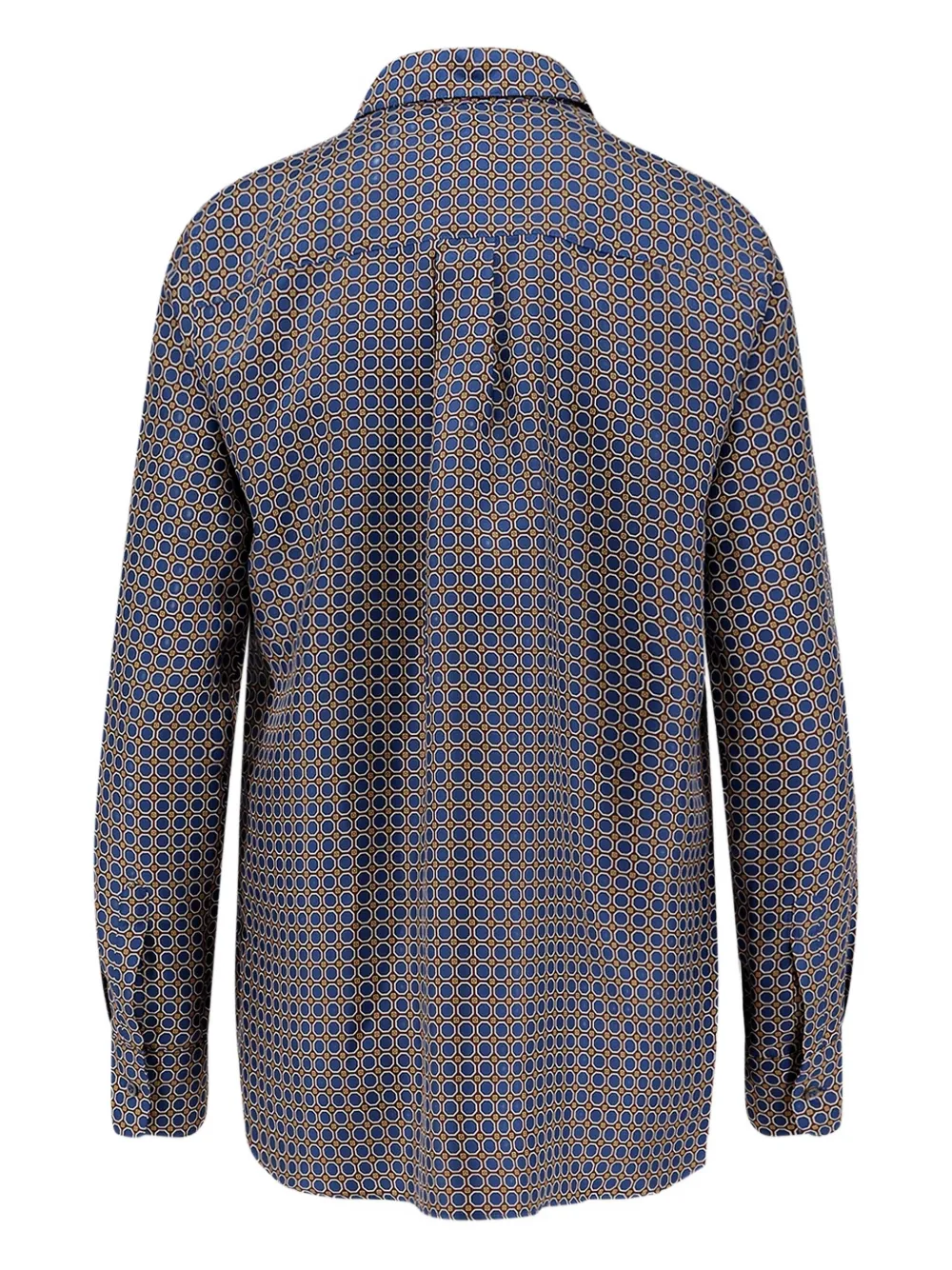 Aspesi Geometric-pattern Silk Shirt In Blue