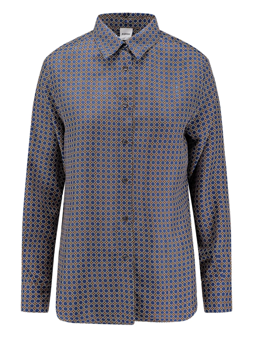 Aspesi Geometric-pattern Silk Shirt In Blue