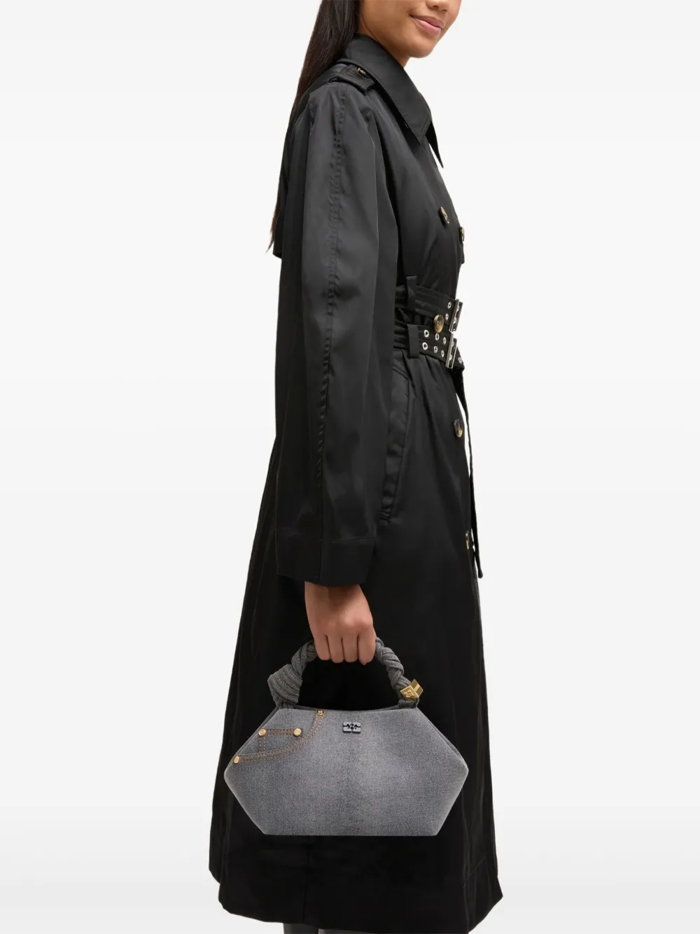  Ganni Twisted-handle Tote Bag - Grey 