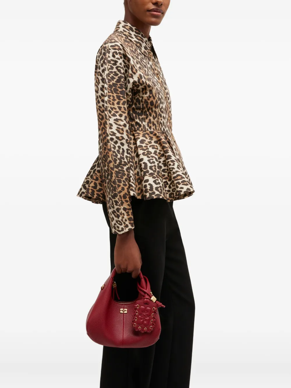 GANNI Leren schoudertas - Rood