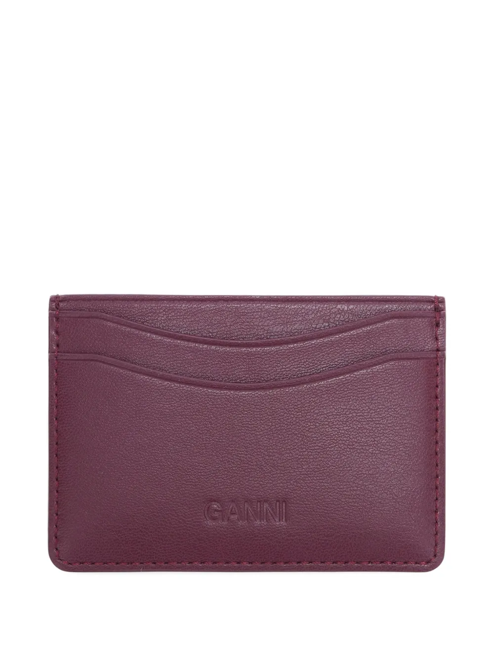 Ganni Logo-detail Cardholder In Brown