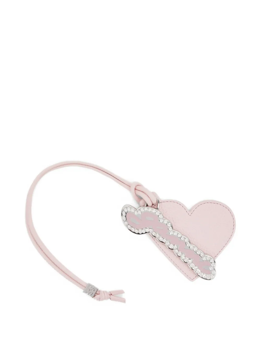 Ganni Heart Embellished Keyring In Pink