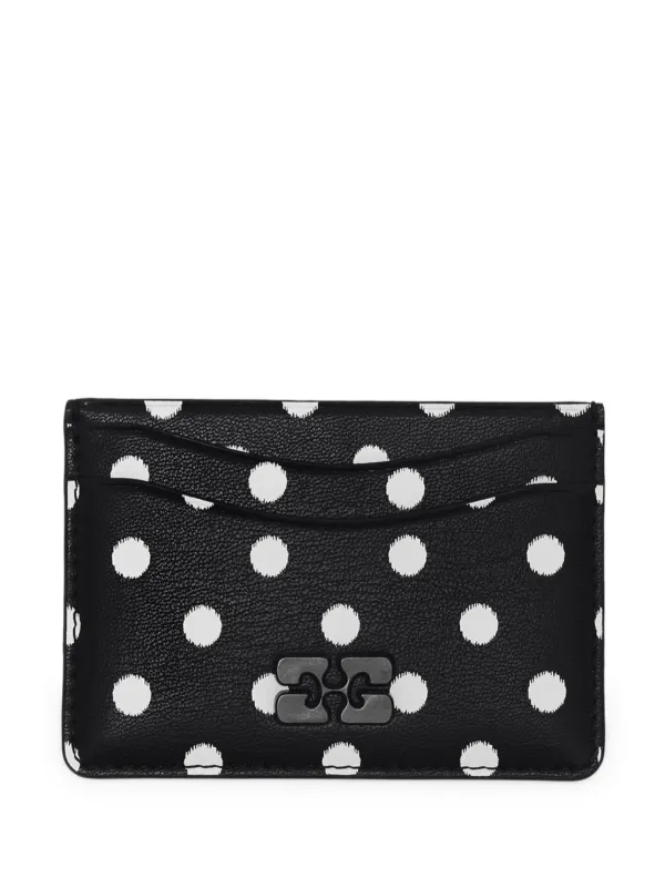 Ganni Bou Polka-dot Logo-plaque Cardholder in Black