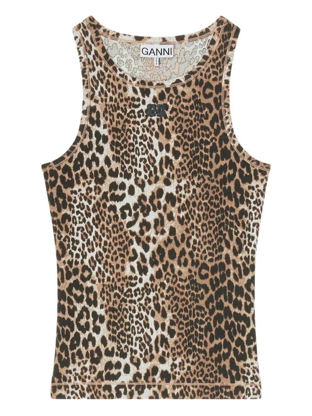Ganni Tanktop Mit Leoparden-print In Brown
