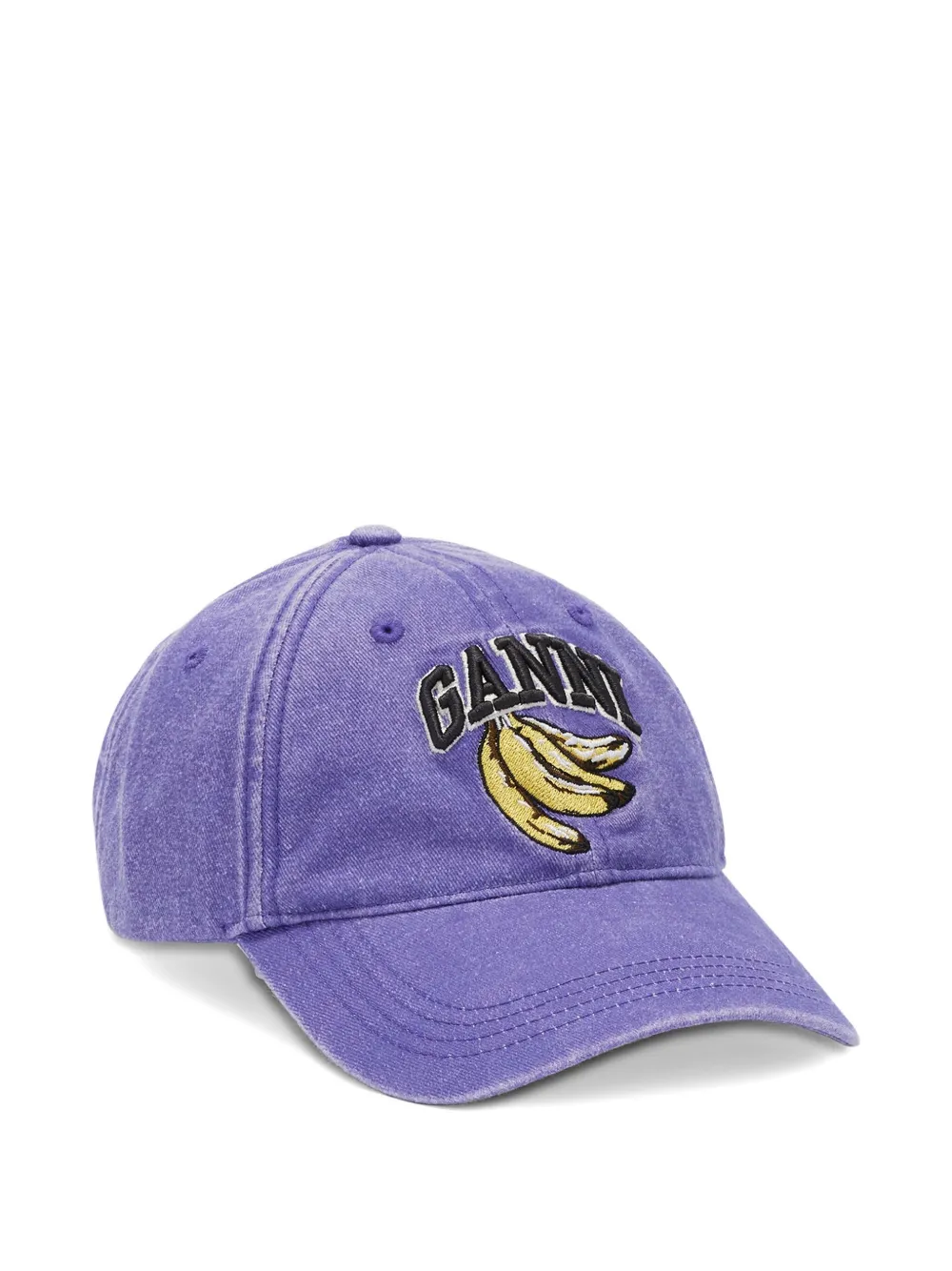 Ganni Washed Organic Cotton Canvas Baseball Cap In Purple