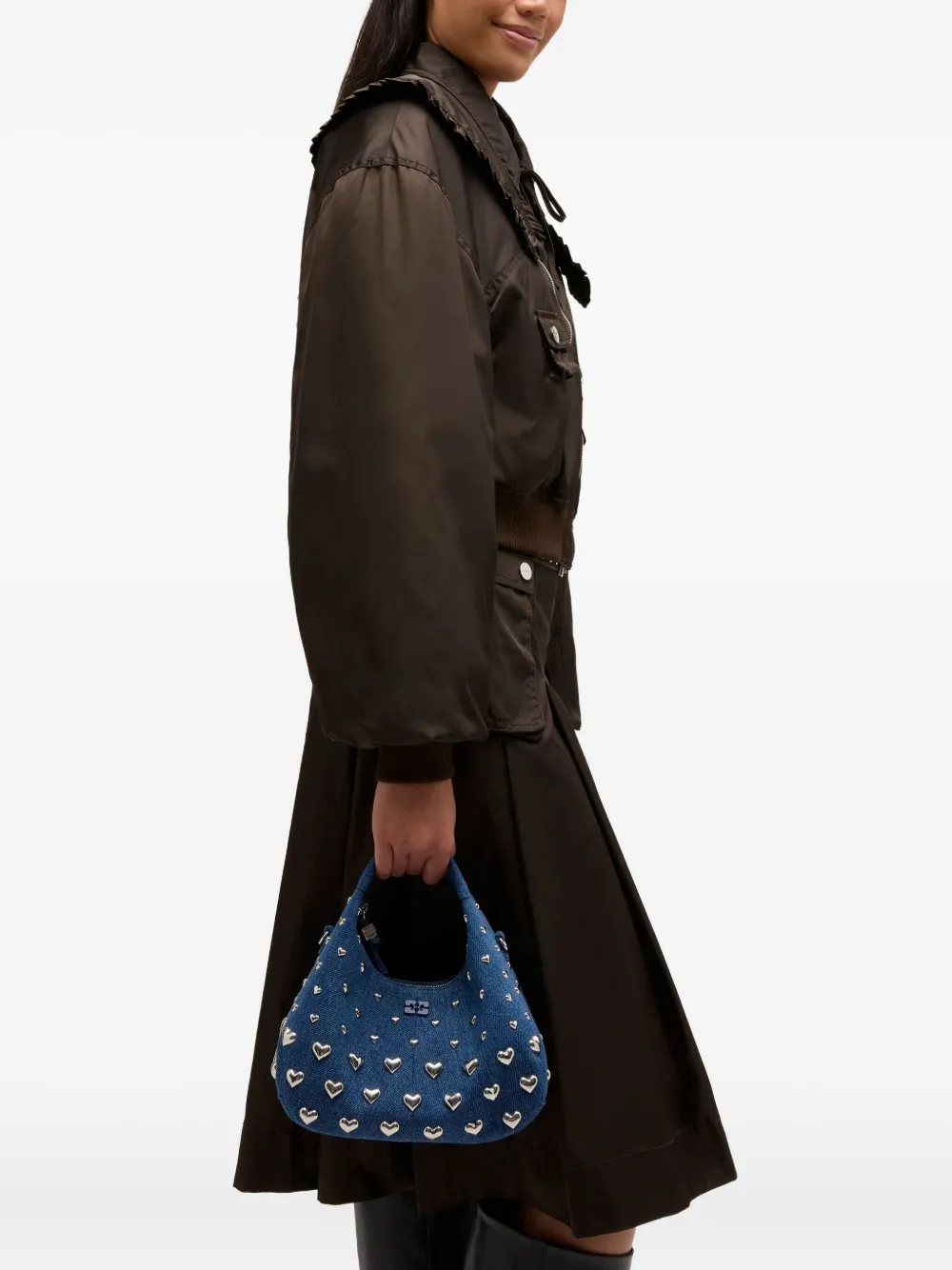 GANNI Shopper met hartvormige studs - Blauw