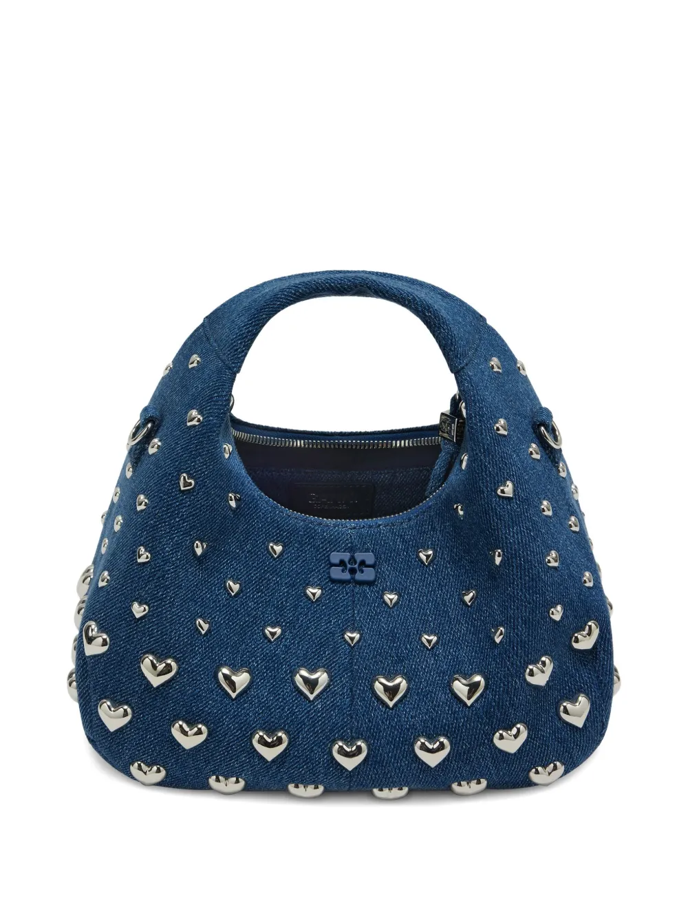 GANNI Mini-shopper met hartvormige studs Blauw