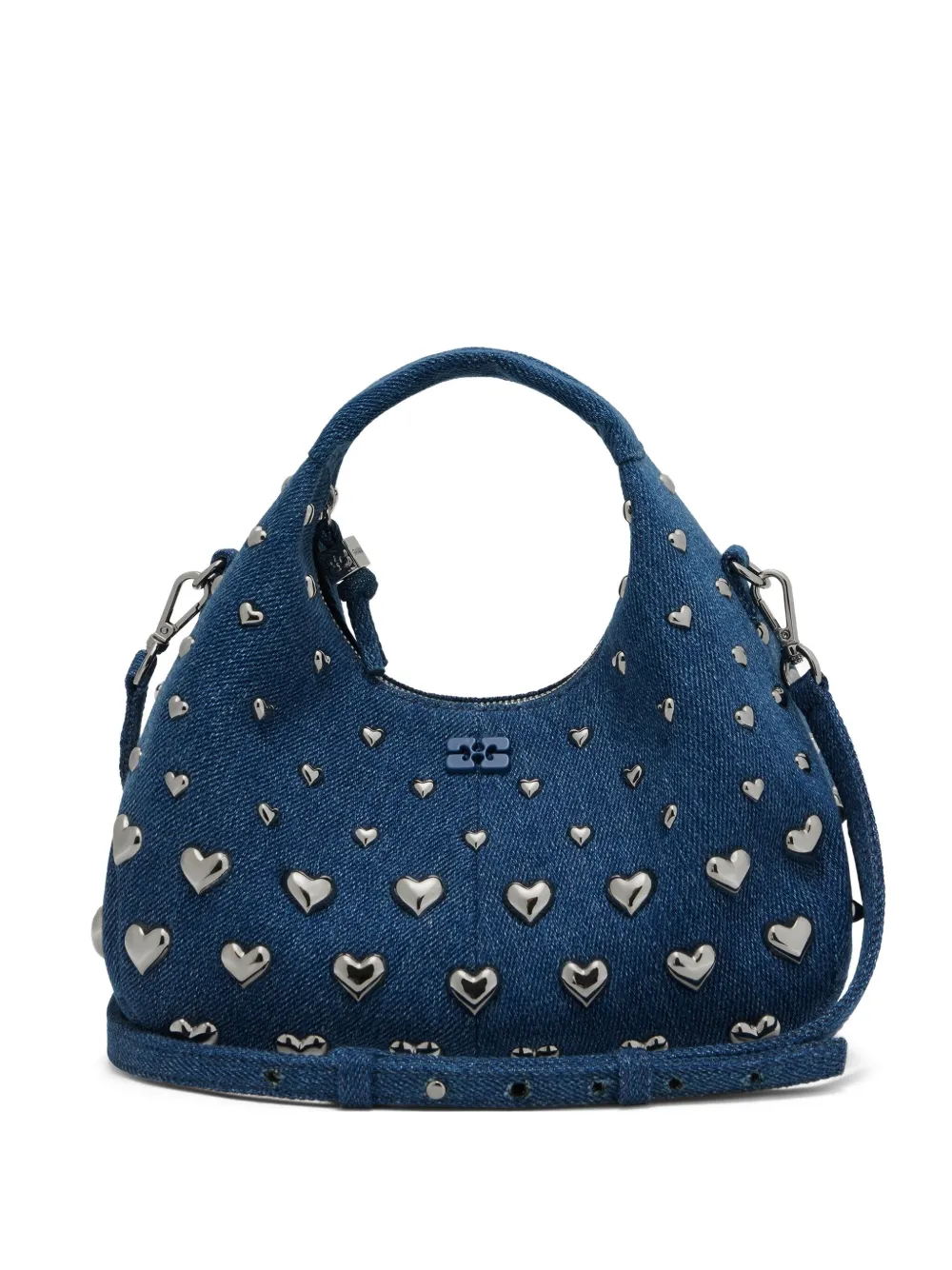 GANNI Borsa tote con borchie a cuore - Blu