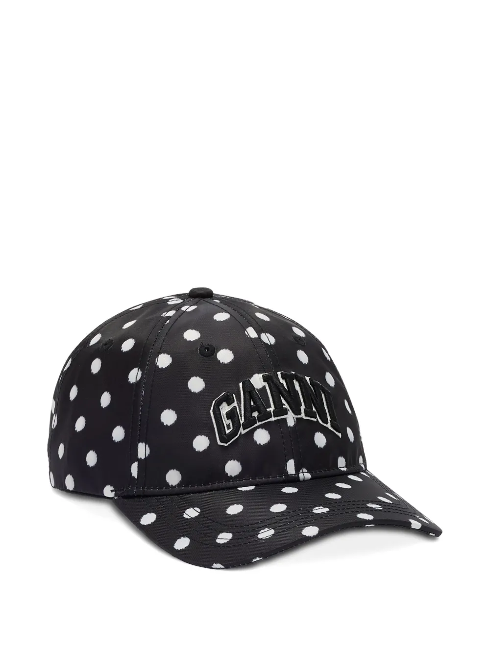 Ganni Polka-dot Baseball Cap In Black