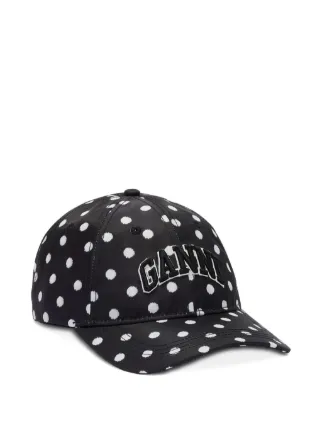 新品GANNI ドット柄 ベースボールキャップ GANNI ポルカドット キャップ | ブラック | FARFETCH JP