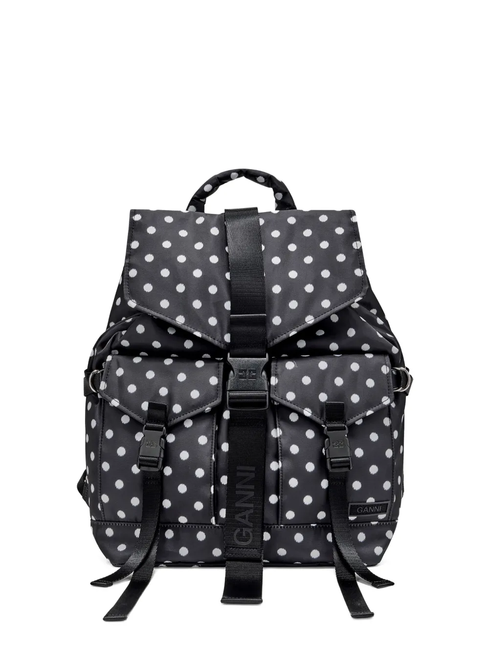 Ganni Polka Dot Buckle Backpack In Multi