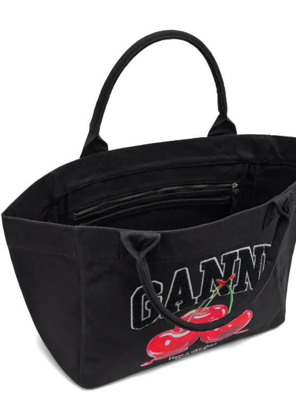 GANNI Black Medium Cherry Tote | Black | FARFETCH