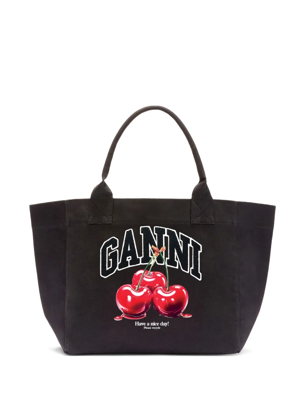 GANNI Borsa tote con stampa - Nero