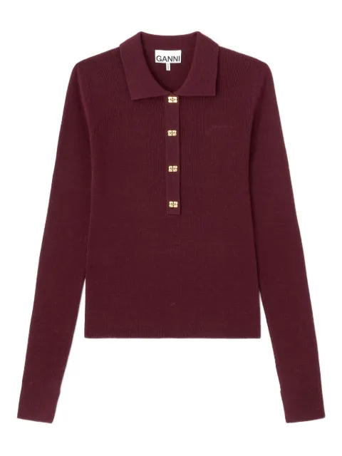GANNI buttoned collared knitwear