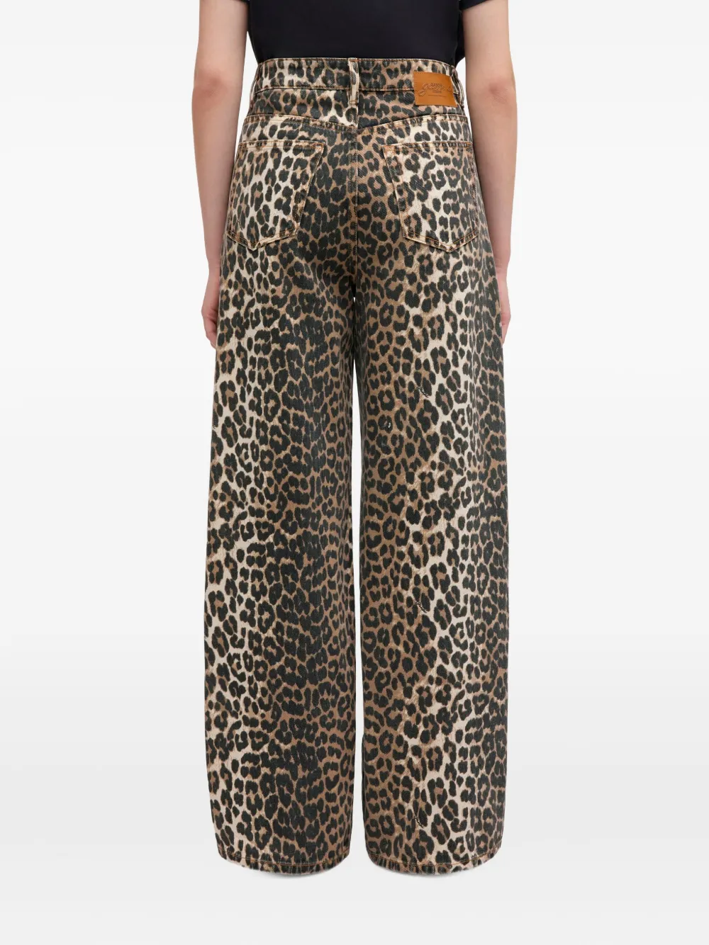 GANNI Lari denim met luipaard-print Bruin