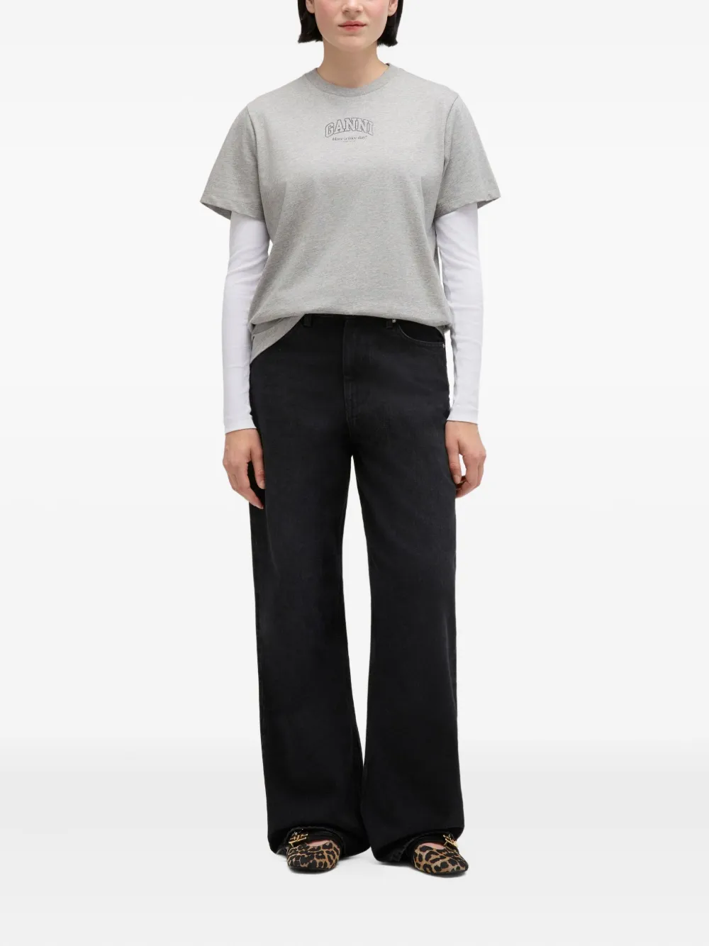 GANNI Jeans met logopatch - Zwart