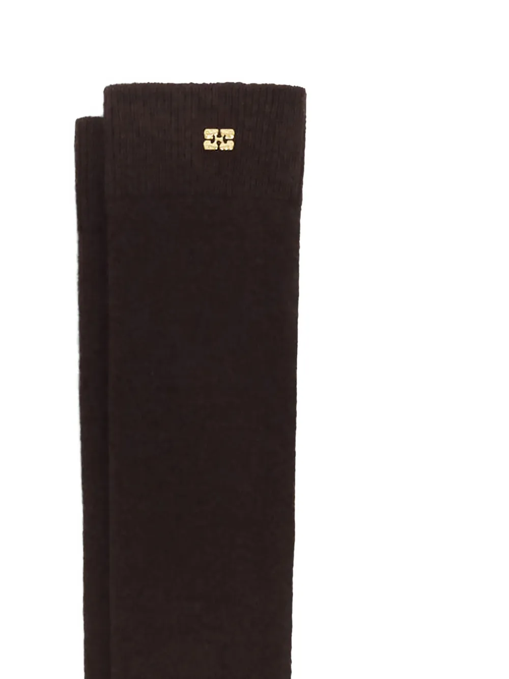 Ganni Logo-detail Socks In Brown