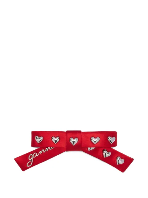 GANNI heart-studs bow-motif hair clip