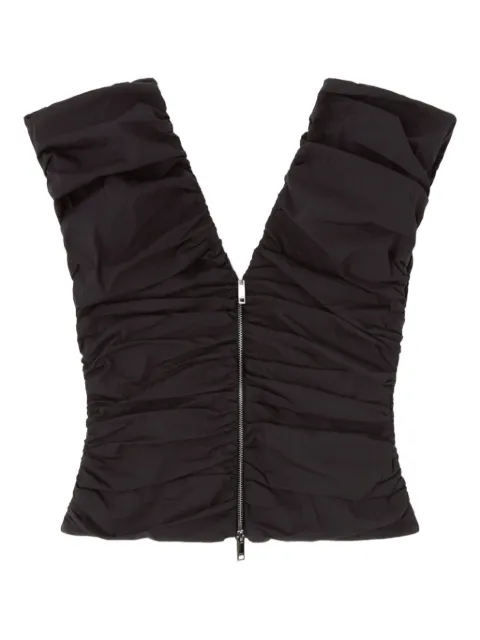 GANNI ruched zip blouse