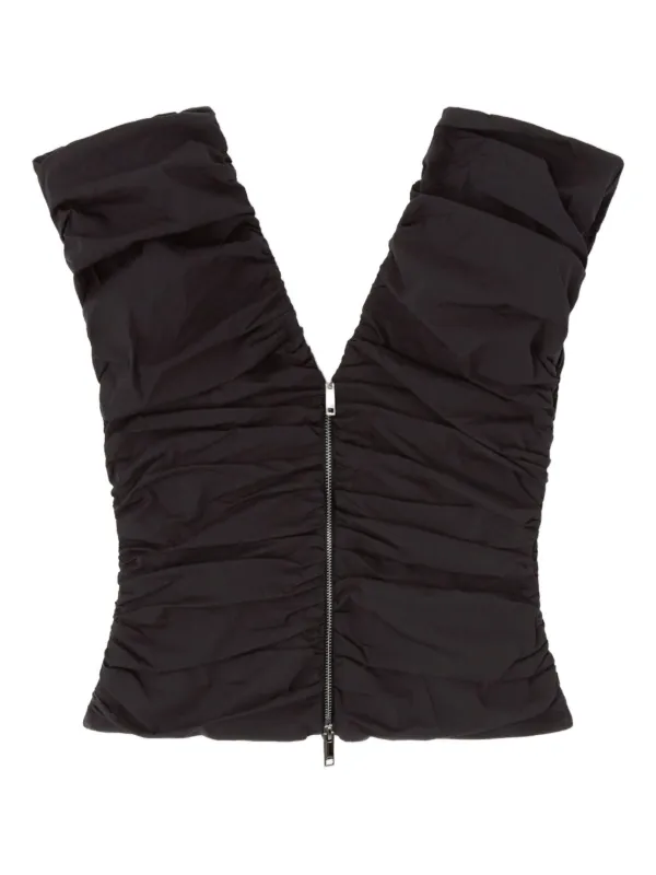 Ganni Ruched Top in Black