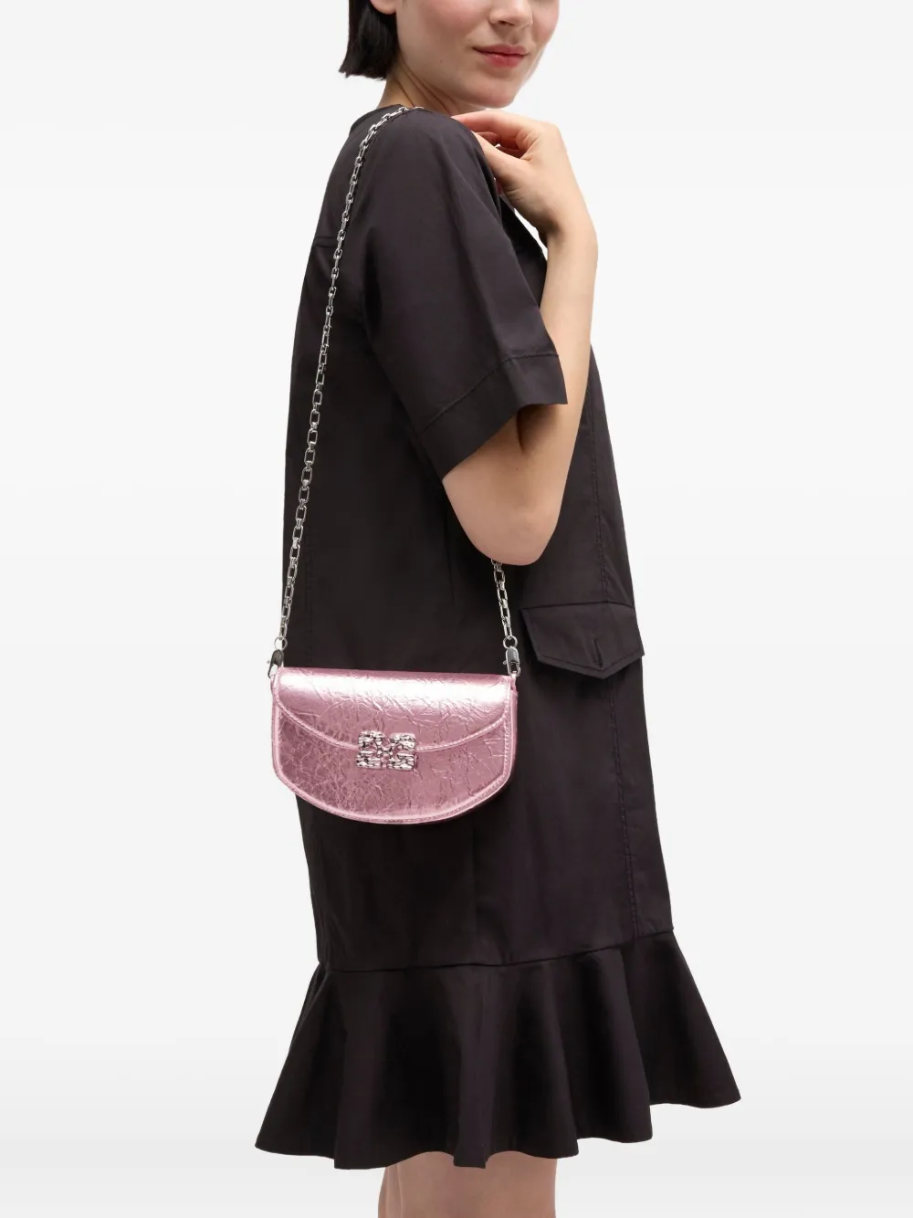 GANNI Schoudertas met ketting - Roze