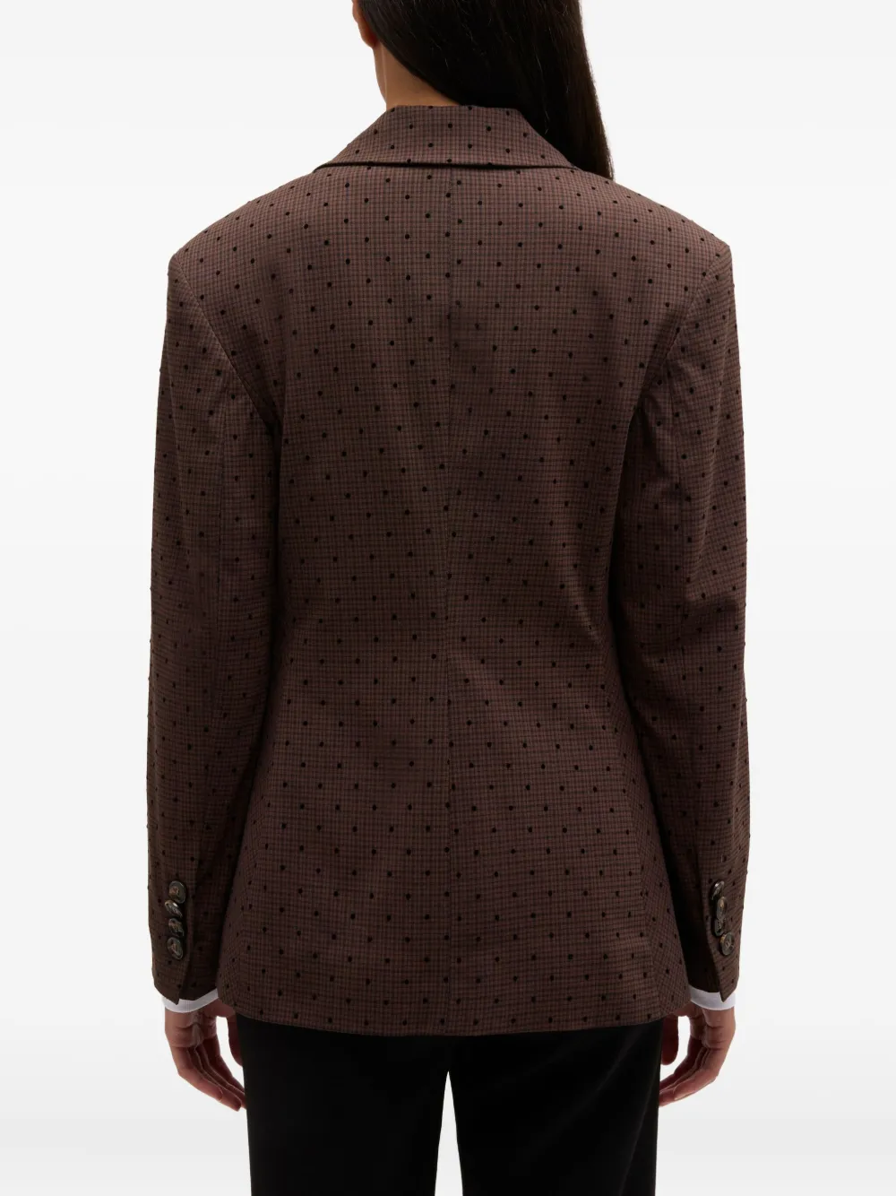GANNI Blazer met enkele rij knopen en stippen Bruin