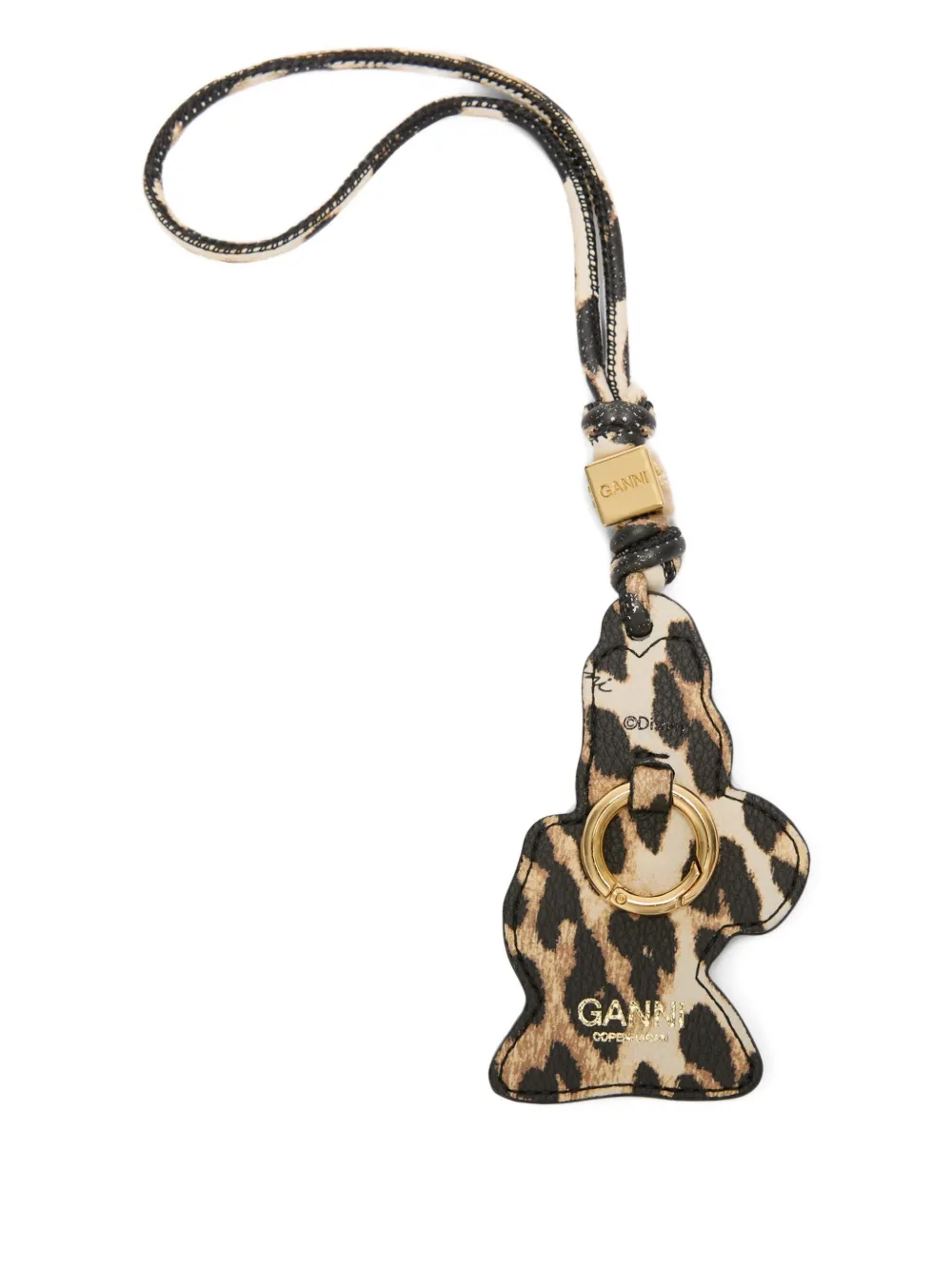 Ganni X Disney Animal-print Keyring In Brown