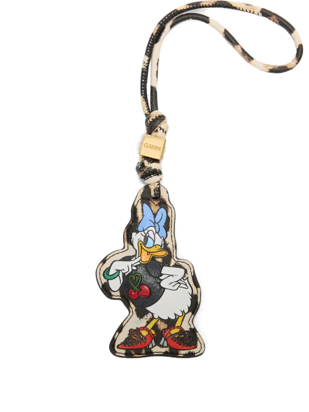 Ganni X Disney Animal-print Keyring In Brown
