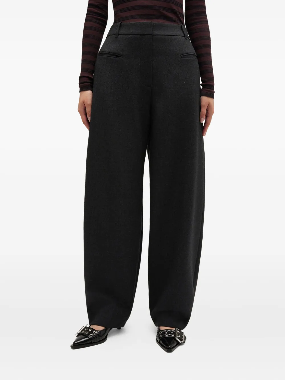 GANNI Broek met logopatch Grijs