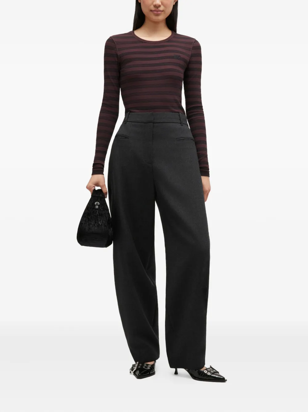 GANNI Broek met logopatch - Grijs