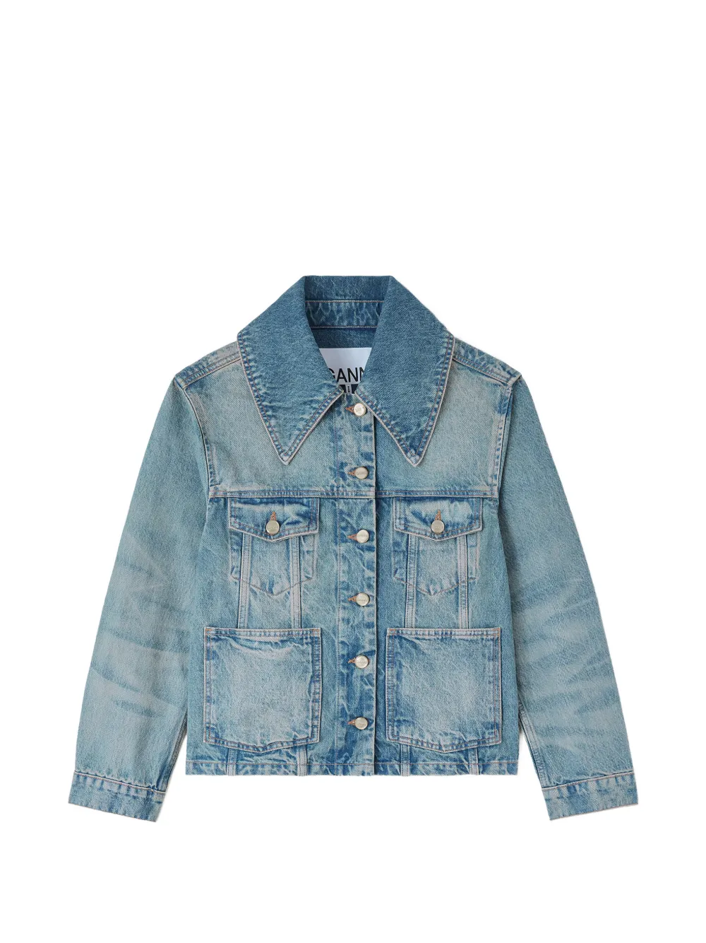 GANNI patch-pocket denim jacket - Blu