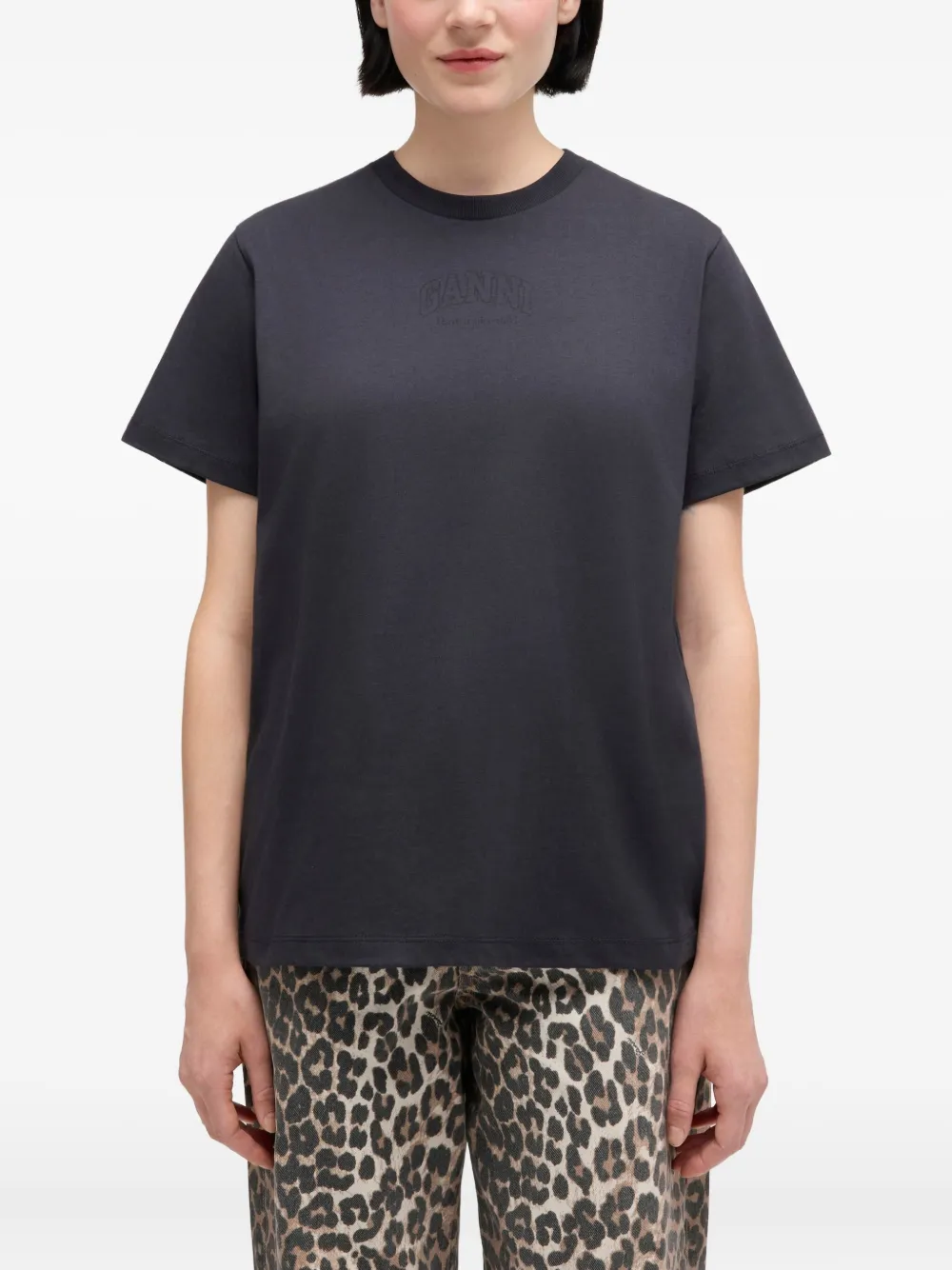 GANNI T-shirt met logo Grijs