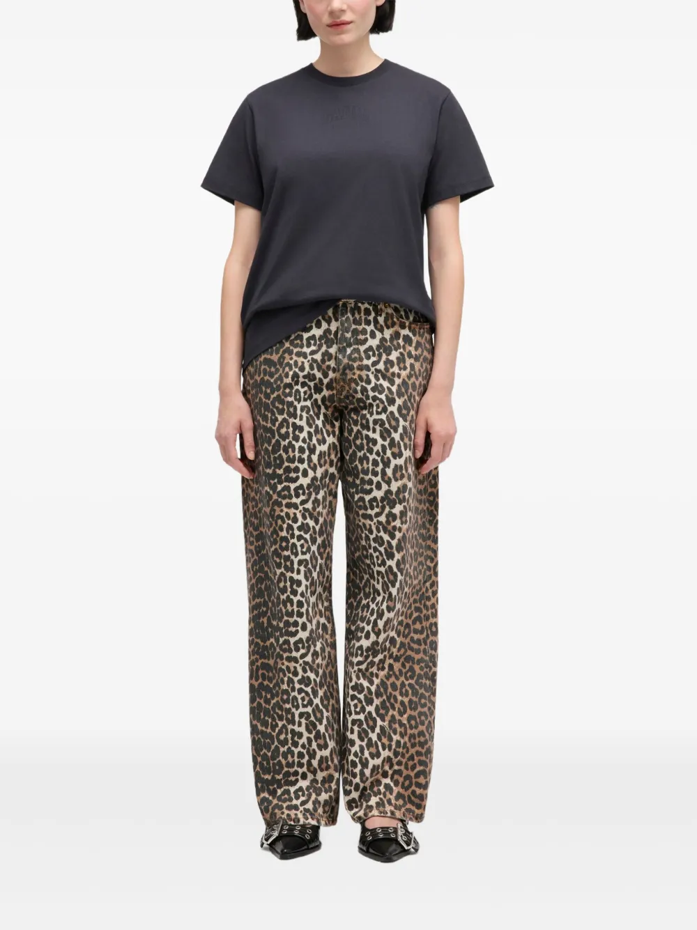 GANNI T-shirt met logo Grijs