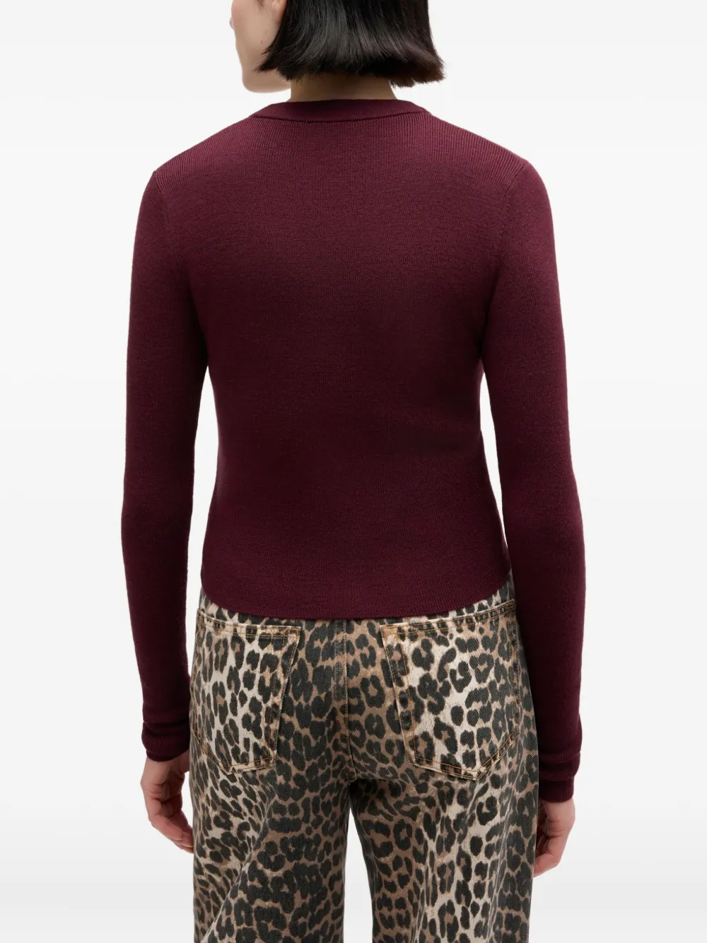 Ganni Buttoned V-neck Cardigan In Red