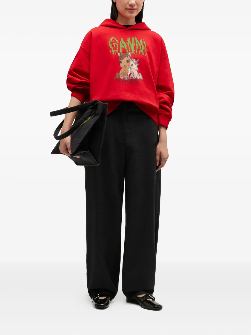 GANNI Hoodie met print - Rood