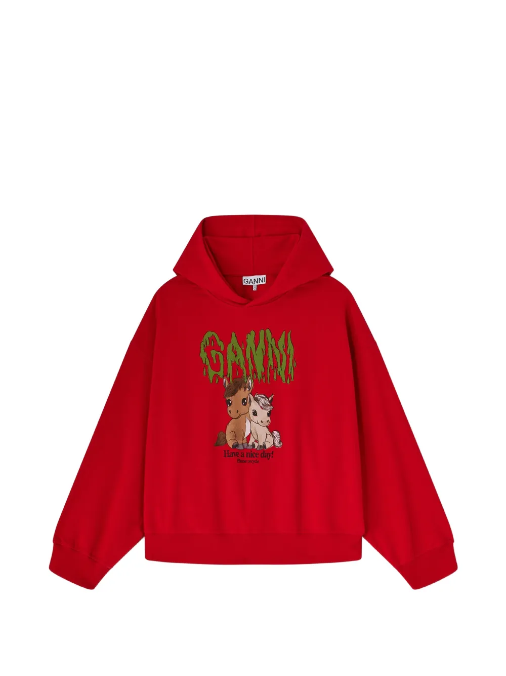 GANNI Hoodie met print Rood