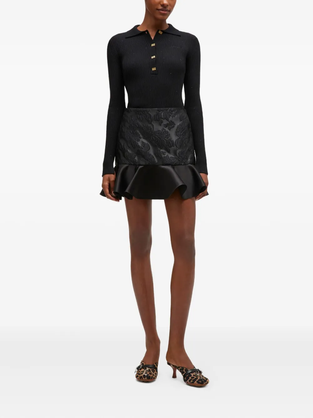 GANNI Poloshirt met logo - Zwart