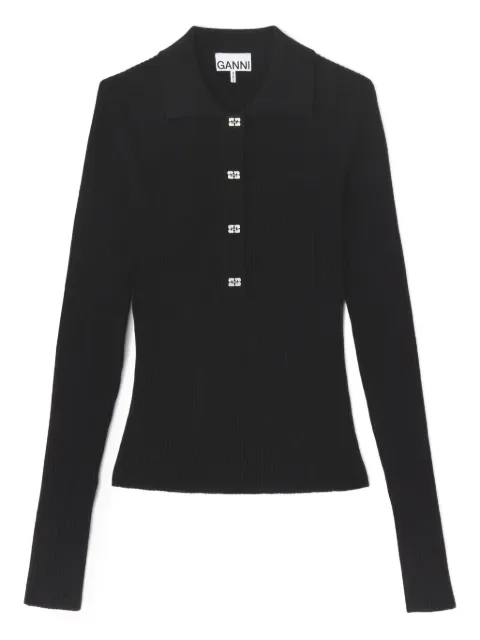 GANNI logo-detail polo shirt