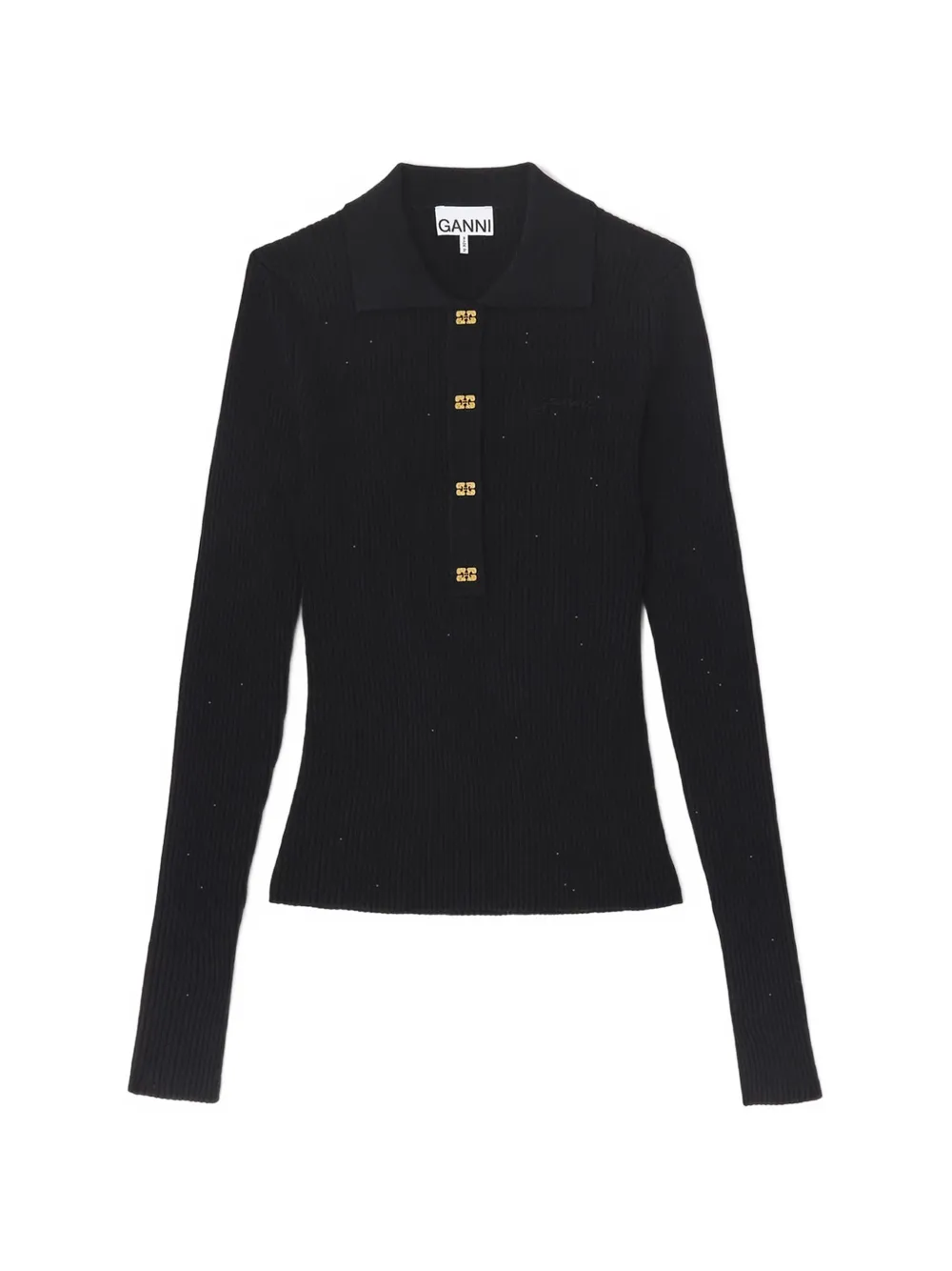 GANNI Poloshirt mit Logo - Schwarz